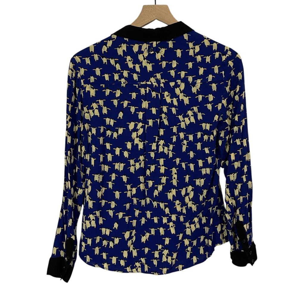 Anthropologie Maeve Bagatelle Buttondown Penguin Blouse - Blue - 2 - Picture 3 of 14
